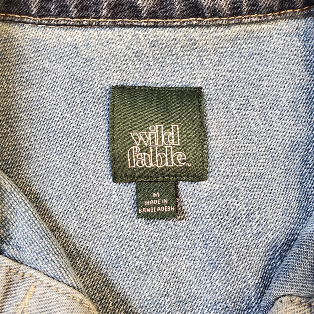 Wild Fable Jean Jacket Women's Size Medium Color Block Design Denim Trucker - Picture 8 of 9